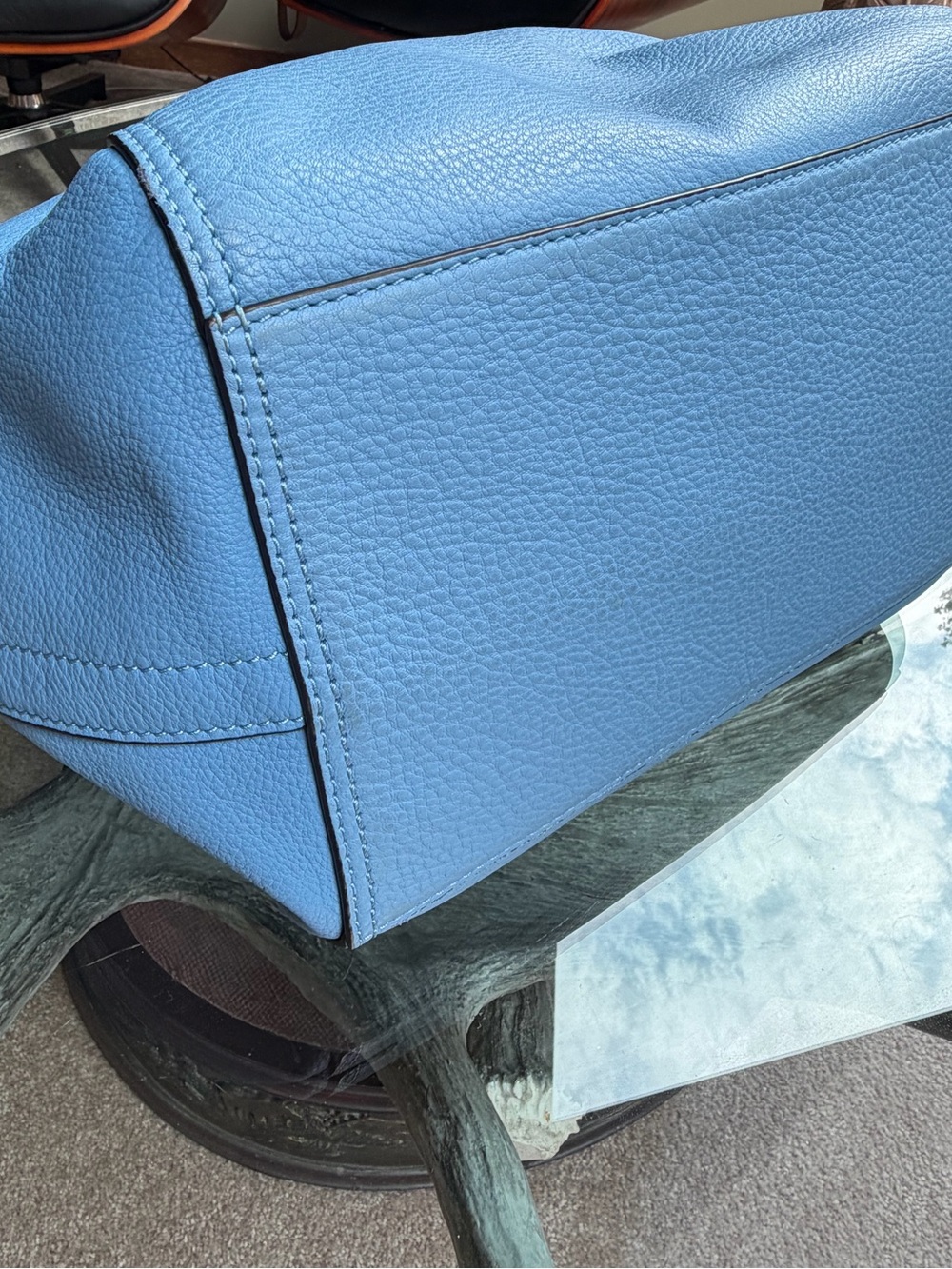 Tory Burch Half Moon LG Blue Braided-Handle Shoulder Bag Detachable Strap - Picture 7 of 16